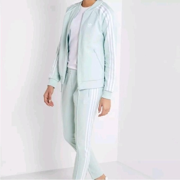 Adidas Mint Green Tracksuit Set with White Stripes Size XS - Picture 1 of 5